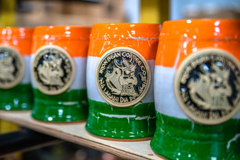 Tricolor Irish stein for Iron Bean Coffee Company