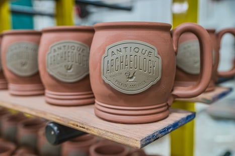 Air drying Sunset Hill Stoneware mugs