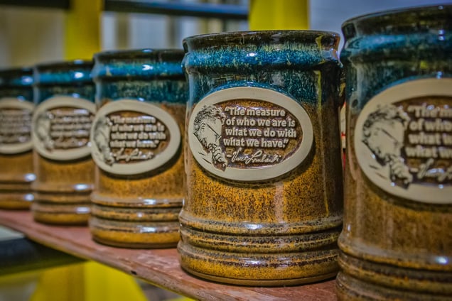Vince Lombardi quote on a Sunset Hill Stoneware stein