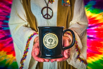 Sunset Hill Stoneware Grateful Dead skull and roses mug